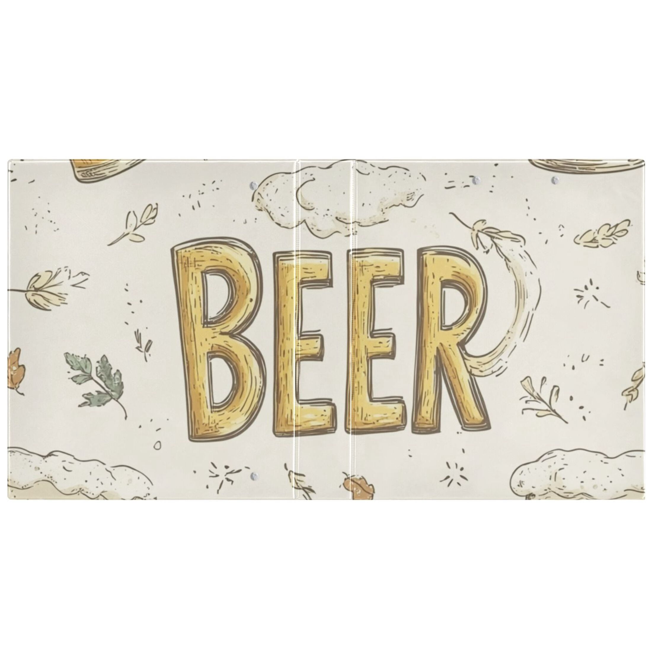 Beer and Leaves 3 Ring Binders 1.5 inch Hardcover File Folders with Interior Pockets A4 Size Organizer for School Office Hospital