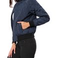 thumbnail image 5 of MODA NOVA Juniors Stand Collar Zip Up Raglan Sleeves Bomber Quilted Jacket, 5 of 7