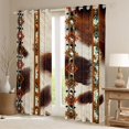 thumbnail image 2 of jejeloiu Vintage Aztec Print Curtains Pack of 2 (42x84 Each),Cowhide Cattle Hide Curtains Blackout For Teens, 2 of 6