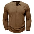 thumbnail image 3 of Jalioing Men's Long Sleeve Shirts Fall Crew Neck Button Pullover Tee Casual Basic Solid Color T Shirts, 3 of 6