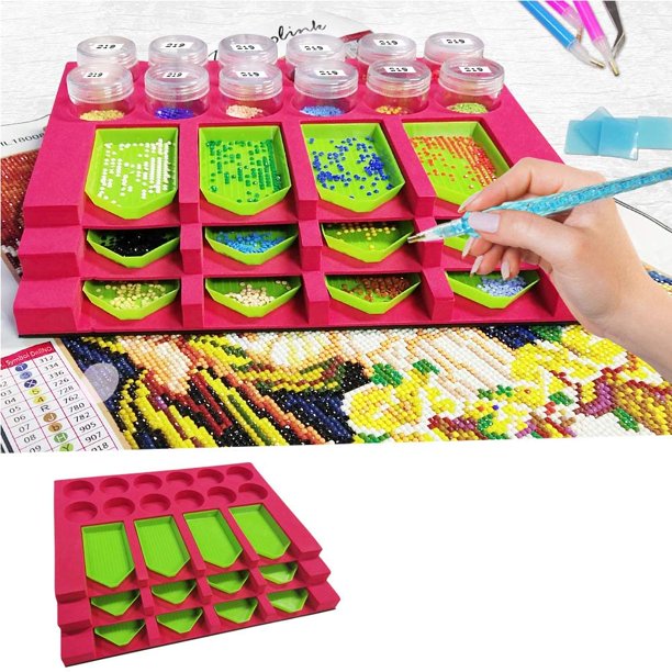 Organizador de bandejas de pintura de diamantes, herramientas de pintura de diamantes DIY para adultos, Kit de accesorios de artes de diamantes con 12 ranuras para bandejas de perforación Xemadio MZQ-0786