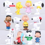 12PCS Cartoon Mini Figures Set With Charlie Sally and Woodstock Ideal For Decorating Cakes and Displaying with Friends High Quality Fun Miniature Toys G