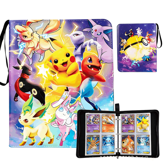 4-Pocket Trading Card Binder with Zipper, 400 Pockets, PU Leather Collection Album for MTG, TCG, Sports Cards, Ideal for Collectors and Enthusiasts