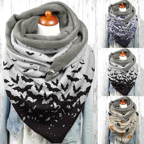 siminsem Women's Soft Halloween Pashmina Shawl Wrap Scarf Warm Winter Lightweight Pumpkin Print Spooky Accessory Casual Fall Oversized Scarf for Party Gift 1 Pack, Black,One Size