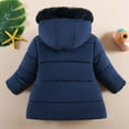 thumbnail image 5 of Tisuna Toddler Girls Coat Solid Color Long Sleeve Zipper Hooded Jacket Breathable Soft Winter Kids Outerwear Navy Size 18-24 Months, 5 of 5
