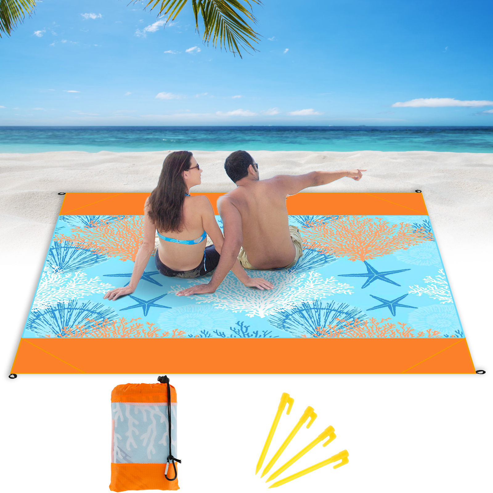 Nyidpsz Beach Blanket 79 x 83inch Sandproof Extra Large Beach Mat