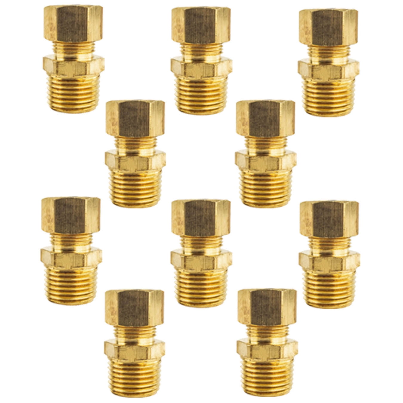 5 Pack 1/2" x 1/2" Male NPT Connector Brass Compression Fitting for 1/2" OD Tube 