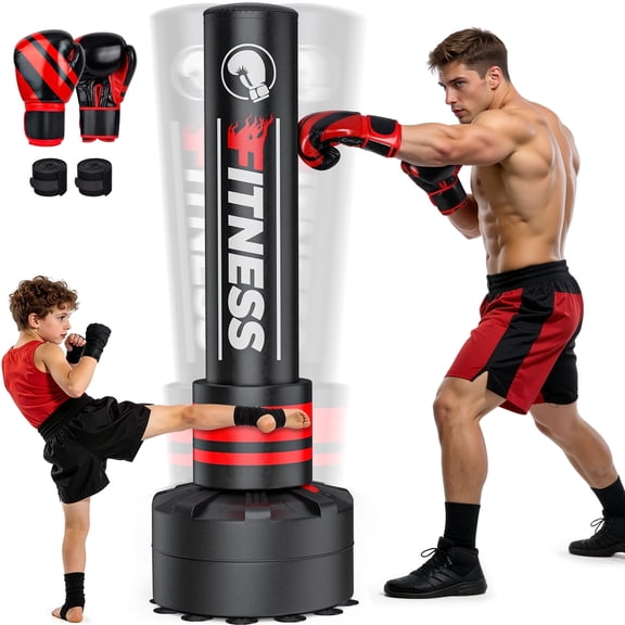 GIKPAL Indoor Freestanding Punching Bag for Adult Teens,70" -180lbs Heavy Duty Fitness Training Bag with Suction Cup Base for MMA Muay Thai Fitness