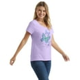 thumbnail image 3 of Hanes Women's V-Neck Graphic T-Shirt, Big Butterfly Impression/Salty Purple M, 3 of 5