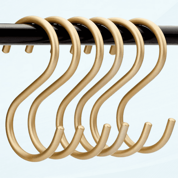 10 Pieces Gold S Hooks Aluminum Alloy S-Shaped Hooks Heavy Duty Kitchen Bathroom Multi Purpose Storage Hooks for Hanging Pans Pots Cup Plants Towels Clothes
