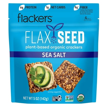 Pack of 6, Doctor In The Kitchen Flacker Sea Salt Organic Cracker, 5 oz