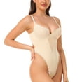 thumbnail image 3 of Penkiiy Lace Shapewear Bodysuit V Neck Tummy Control Backless Tank Tops Sleeveless Thong Bodysui Beige Shapewear Tummy Control, 3 of 9