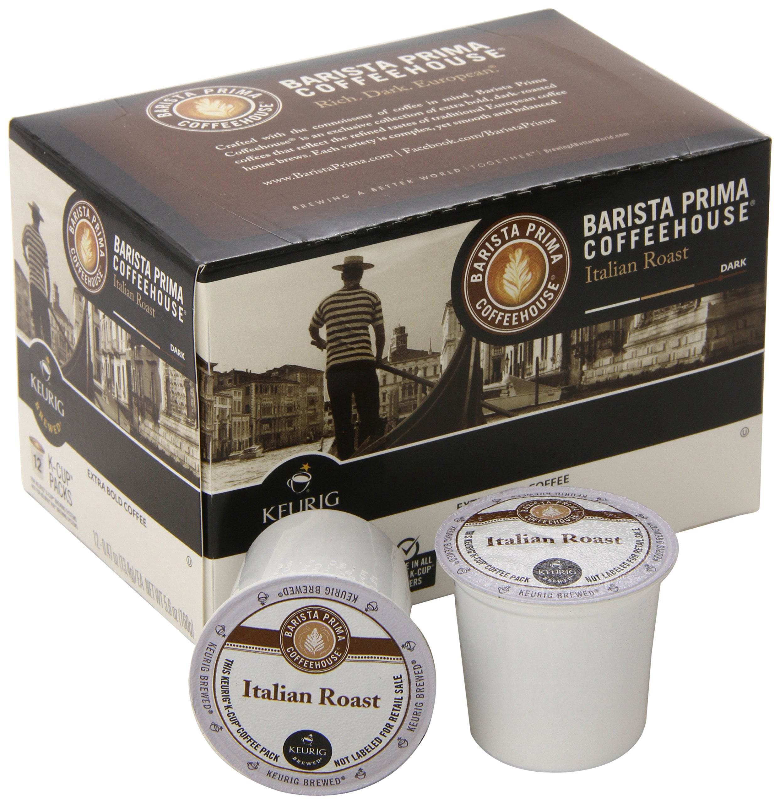 Barista Prima Coffeehouse Coffee, Keurig K-Cups, Italian Roast, 72 Count