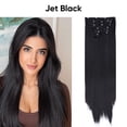 thumbnail image 1 of Xiao Hua Extensiones de cabello largo de 55 cm/22 pulgadas, color negro azabache - 1 pieza. Extensiones de cabello de fibra mate resistentes al calor, ideales para realzar el peinado femenino., 1 of 5