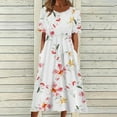 thumbnail image 2 of Birdeem Robe Mode Femme Décontractée Aguichant Col Rond Imprimé Taille Élastique Manches Courtes Poches, 2 of 12