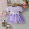 thumbnail image 3 of WIBACKER Baby Girl Summer Clothes Newborn Girls Puff Sleeve Romper +Headband Set Infant Bodysuit Tulle Skirt Outfit 0-18 Months, 3 of 9