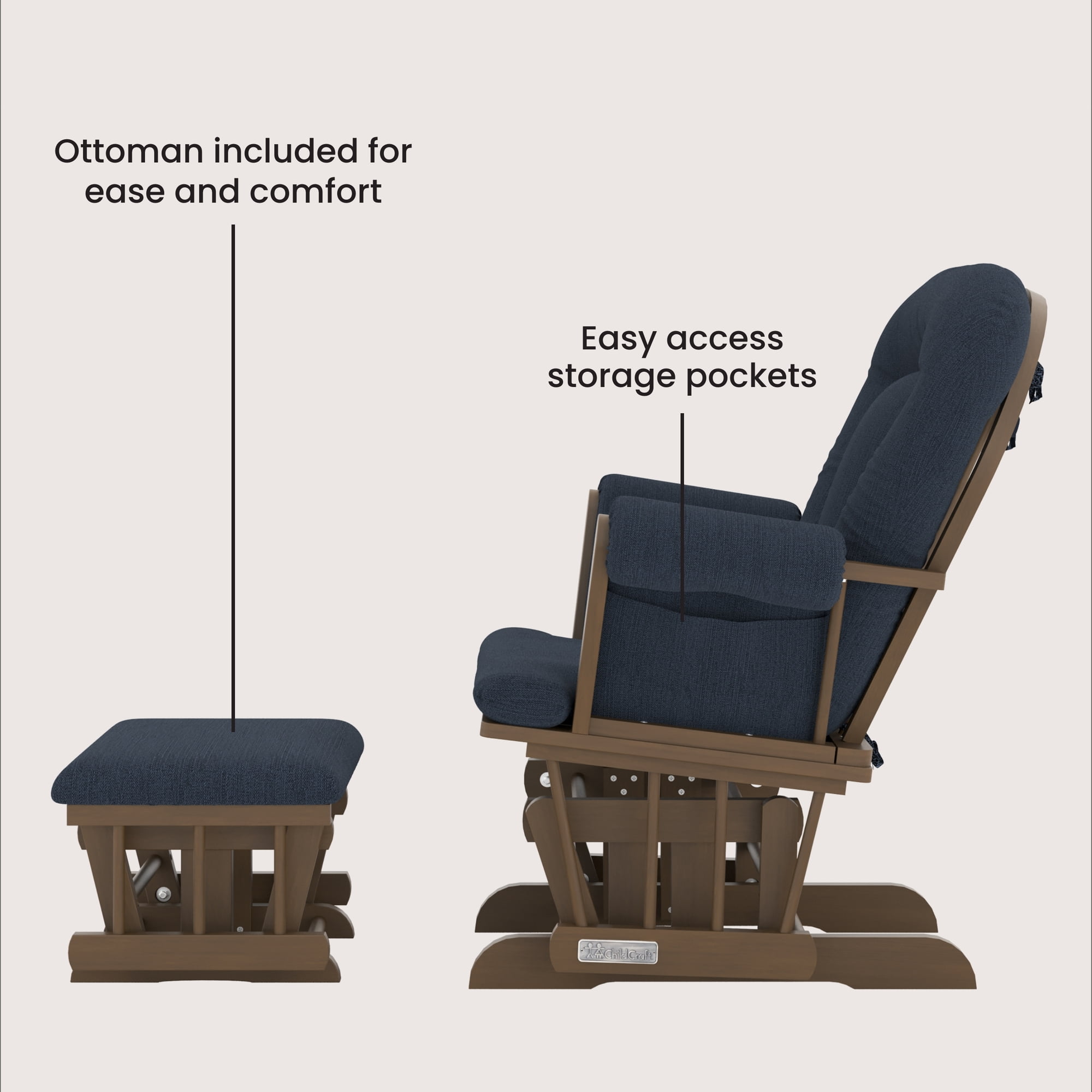 Forever Eclectic by Child Craft Tranquil Glider Rocker and Ottoman