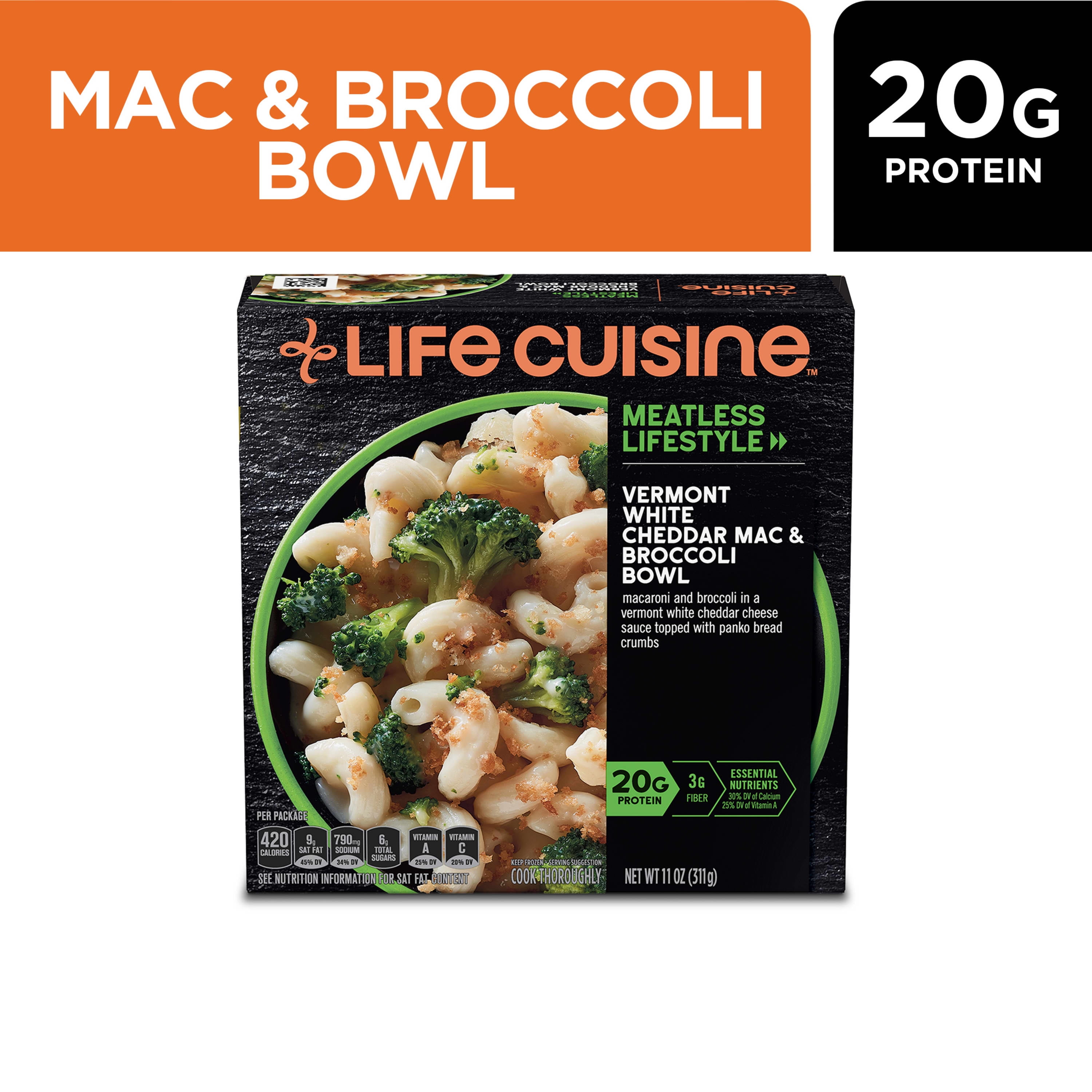 Life Cuisine Vermont White Cheddar Mac and Broccoli Bowl Meal, 11 oz (Frozen)