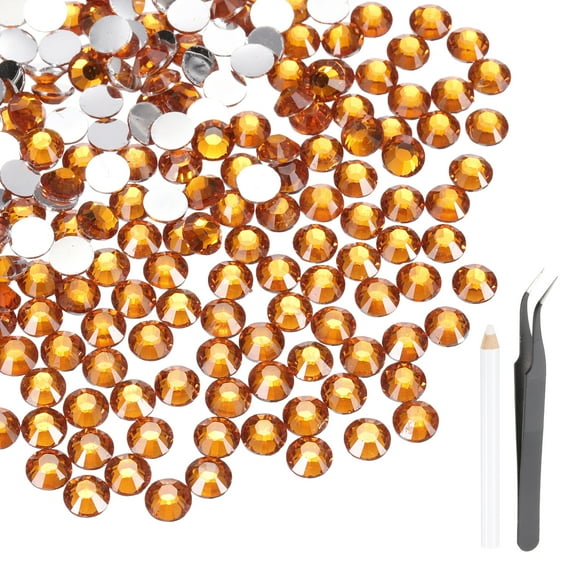 Uxcell 3000 Pcs Flatback Crystal Rhinestones, Resin Crystal Gems with Tweezer Dotting Pen Non Hotfix for Bedazzling Tumblers Mugs Bottles Nail DIY Crafts(SS6 2mm, Orange)