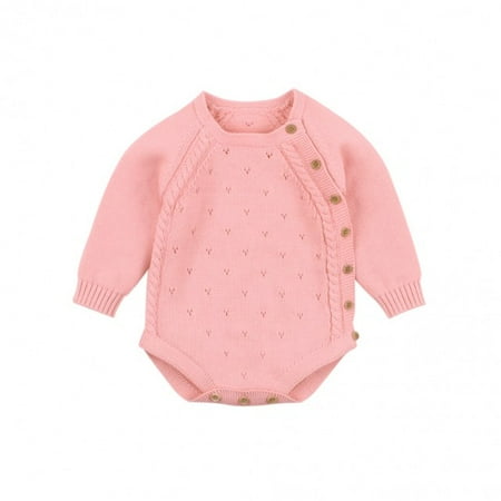 

Newborn Infant Baby Girls Long Sleeves Romper Knit Winter Warm Jumpsuit