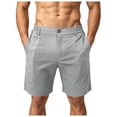 thumbnail image 3 of idosla Men's Cotton Chino Shorts Casual Elastic Waist Drawstring 7 Inch Summer Beach Golf Shorts with Pockets (Light Gray, M), 3 of 7