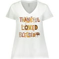 thumbnail image 3 of Inktastic Thankful Loved Blessed Women's Plus Size V-Neck T-Shirt, 3 of 5