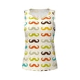 thumbnail image 4 of Xecao Colorful Mustache print women's scoop neck, loose-fit workout tank tops for the gym., 4 of 9