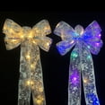 thumbnail image 4 of ZOELNIC Shining Ribbon Fairy Lights LED Christmas Lights, DIY Lace Bow Battery Operated Xmas Tree Holiday Indoor Outdoor Christmas Decor, 4 of 7