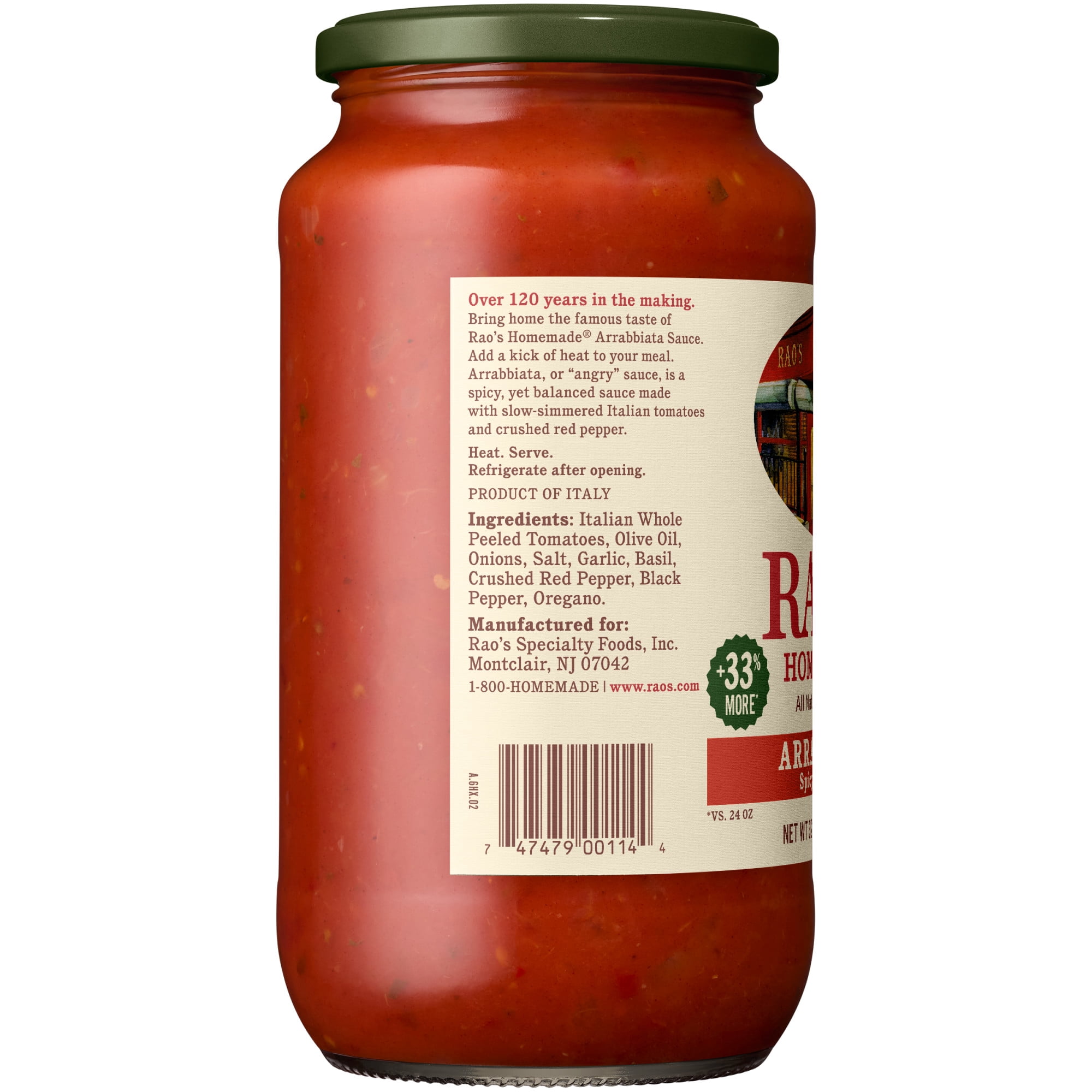 (3 pack) Rao's Homemade Arrabbiata Sauce Made with Italian Tomatoes, 32 oz