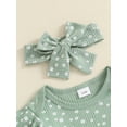 thumbnail image 5 of Musuos Baby Girl Fall Casual Outfit, 3M 6M 12M 18M Floral Long Sleeve Ribbed Romper Bow Pants Headband 3 Piece Set, 5 of 9