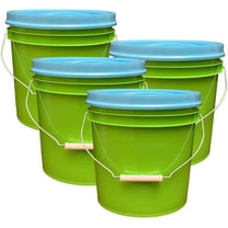 House Naturals 2 Gallon Food Grade - BPA Free Made in USA Buckets Lime Color pails with Screw On Gasket Lids - 4 Pack