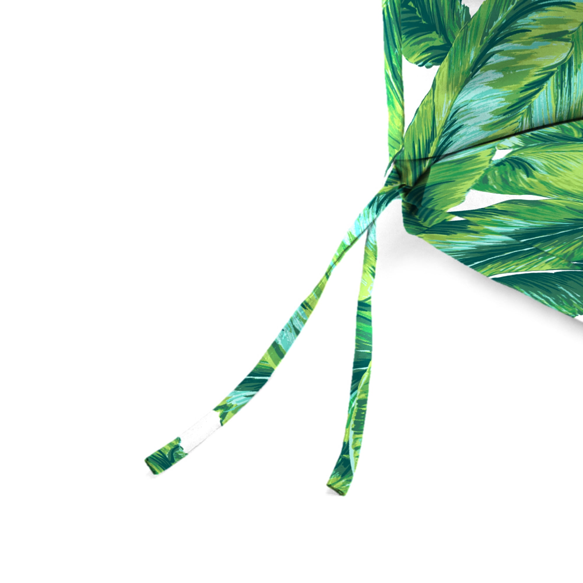 Jordan Manufacturing 43" x 20" Clarmont Seagrass Green Leaves Rectangular Outdoor Chair Cushion with Ties and Hanger Loop