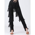 thumbnail image 4 of TiaoBug Womens Latin Dance Pants Tassel Fringe Ballroom Tango Cha Cha Stage Performance Pants Black L, 4 of 6