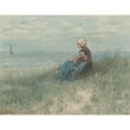 thumbnail image 3 of Jozef Israëls 24x19 Black Modern Framed Museum Art Print Titled - A Woman is Watching the Sea on a Dune (1834 - 1911), 3 of 5