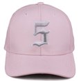thumbnail image 2 of Daxton Premium Mid Profile Hat Semi Curved Visor Pink Cap White Silver Gothic Embroidered, Number 5, 2 of 3