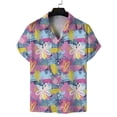 thumbnail image 3 of Camisa hawaiana de manga corta con estampado floral para hombre, camisas de solapa con estampado 3D de verano, camisas Y2k con botones, blusas de playa de gran tamaño, 3 of 5