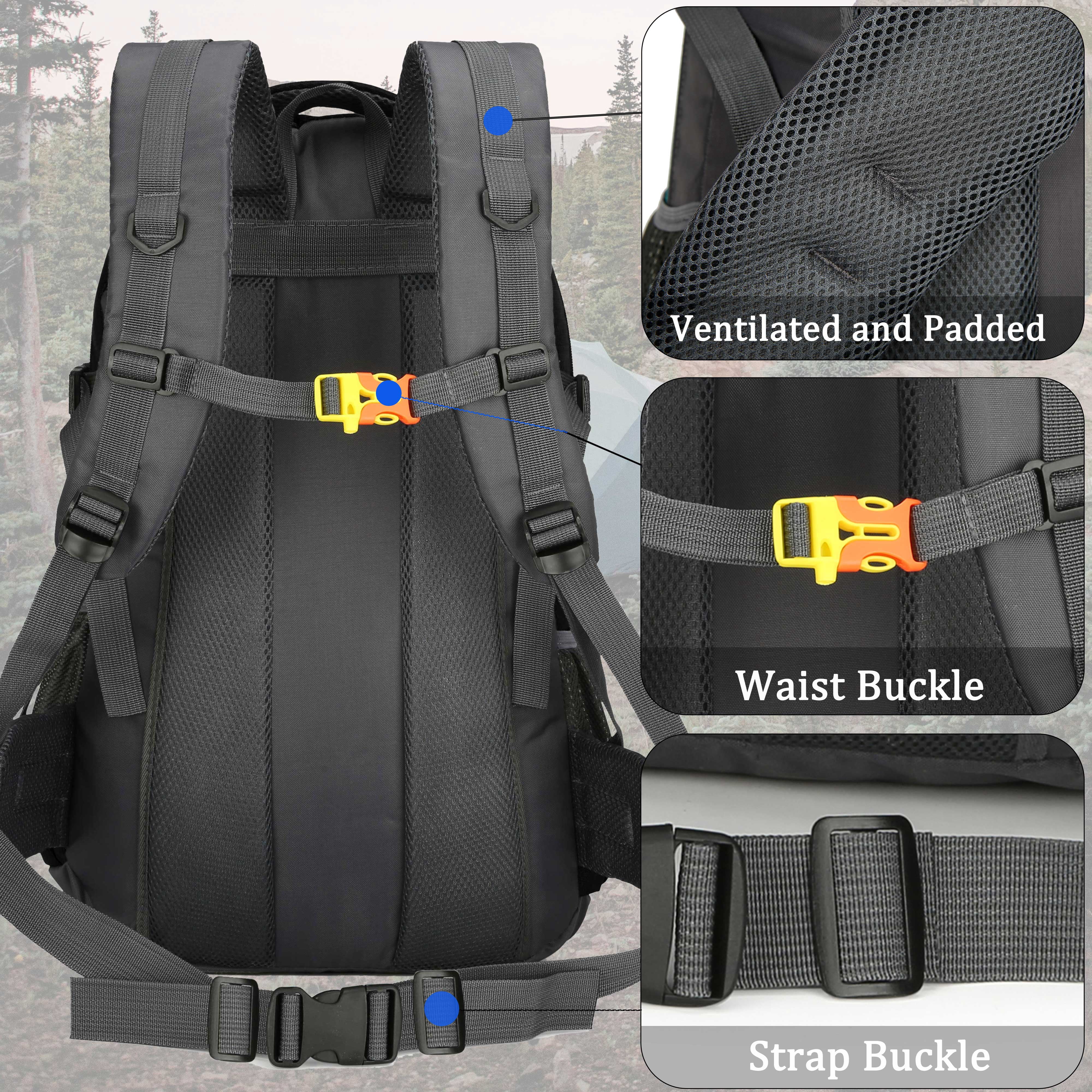 60L Lightweight Hiking Camping Backpack,Hunting Climbing Backpack for Outdoor,Backpack Water Resistant,Tactical Backpack for Men Women