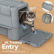 Covered Stainless Steel Cat Litter Box with Odor Control, Modular Design with Drawer, Easy to Clean with Scoop,XL Size Fits All Cats (Dark Grey)