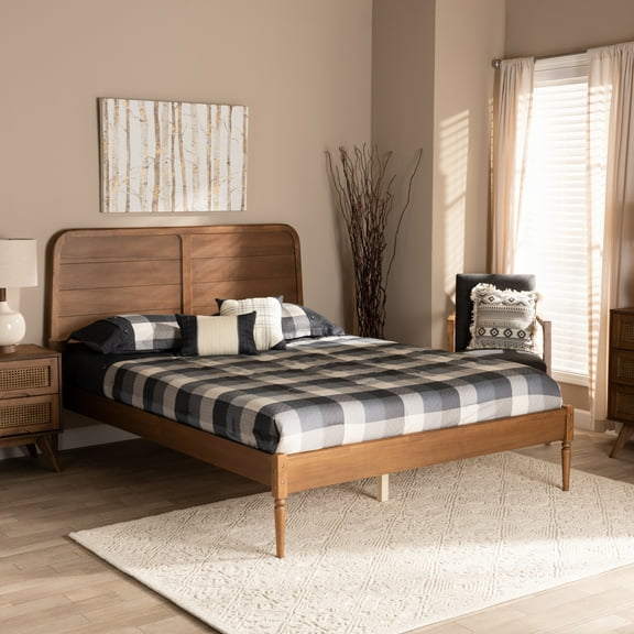Baxton Studio Kassidy Classic and Traditional Walnut Brown Finished Wood Queen Size Platform Bed