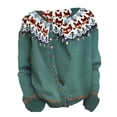thumbnail image 4 of Jxximdong Cardigans for Women, Ethnic Style Sweater Knitted Sweater Cardigan Sweater Jacket, Women's Bolero Shrugs Green, 4 of 4