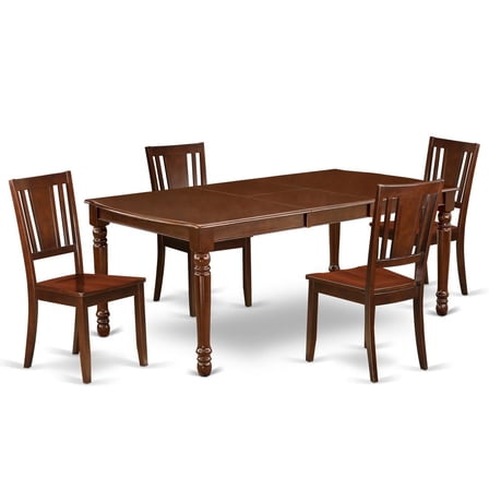 East West Furniture Dover 5-piece Traditional Wood Dining Set in Mahogany