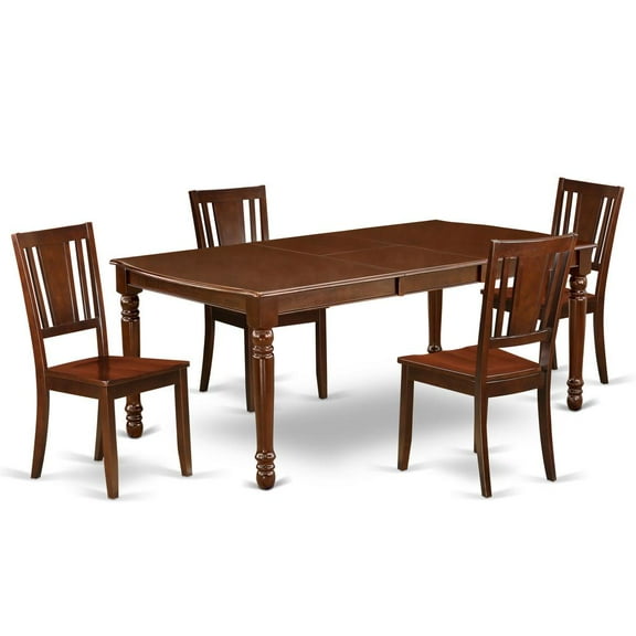 East West Furniture Dover 5-piece Traditional Wood Dining Set in Mahogany