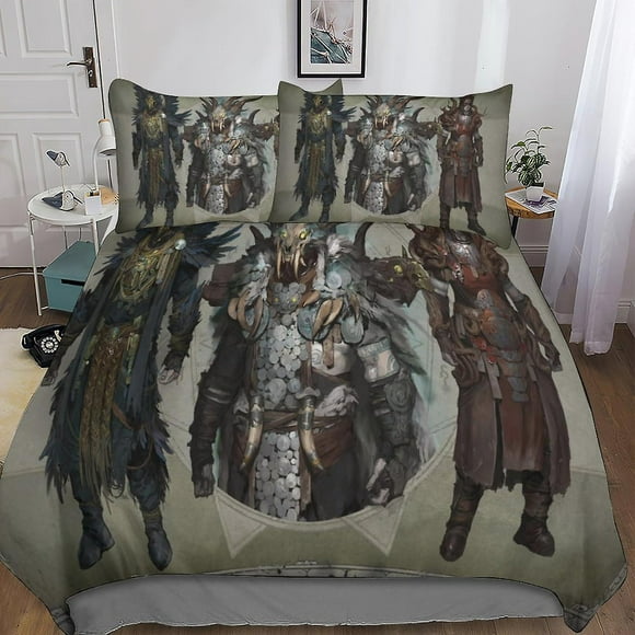 3D Diablo 4 Bedding Set for Boys and Teens Game Duvet Cover Microfiber Quilt Cover with Zipper 3 Pillow Shams