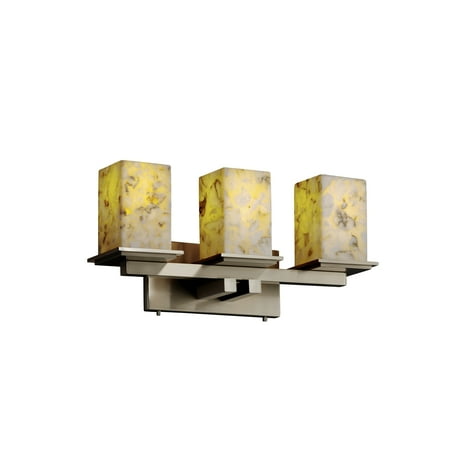 - Justice Design Group Alabaster Rocks Montana 3-light Brushed Nickel Bath Bar, Square - Flat Rim Shade