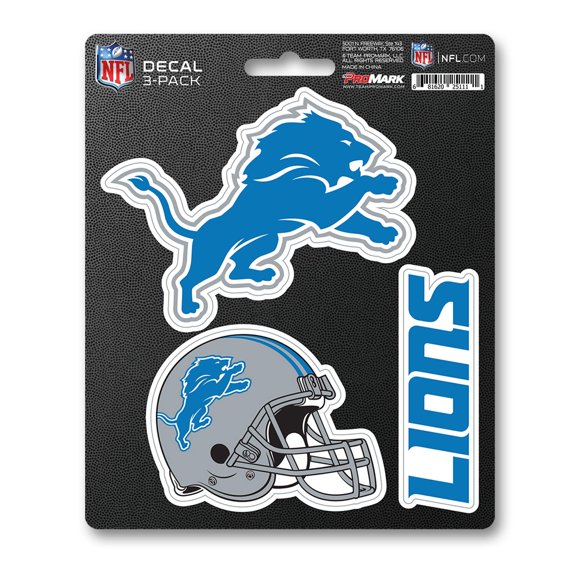 Paquete De 3 Calcomanías Troqueladas Del Equipo De Los Detroit Lions