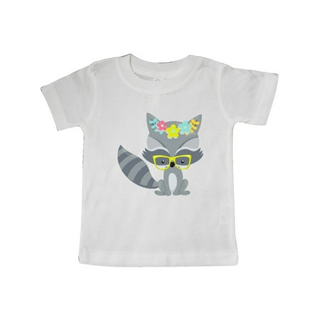 

Inktastic Hipster Raccoon Raccoon With Glasses Flowers Gift Baby Boy or Baby Girl T-Shirt