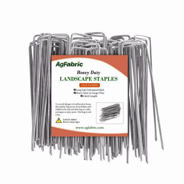 AgTec Washer-Top Geotextile Anchor Pin, 6 Gauge Steel, Heavy Duty - Pack of  100 (Choose Size)