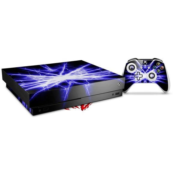 Skin Wrap for XBOX One X Console and Controller Lightning Blue