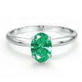 thumbnail image 3 of Gem Stone King 14K White Gold Green Zirconia Solitaire Engagement Ring for Women | 0.76 Cttw | Oval 7X5MM | Gemstone Birthstone | Size 6, 3 of 6