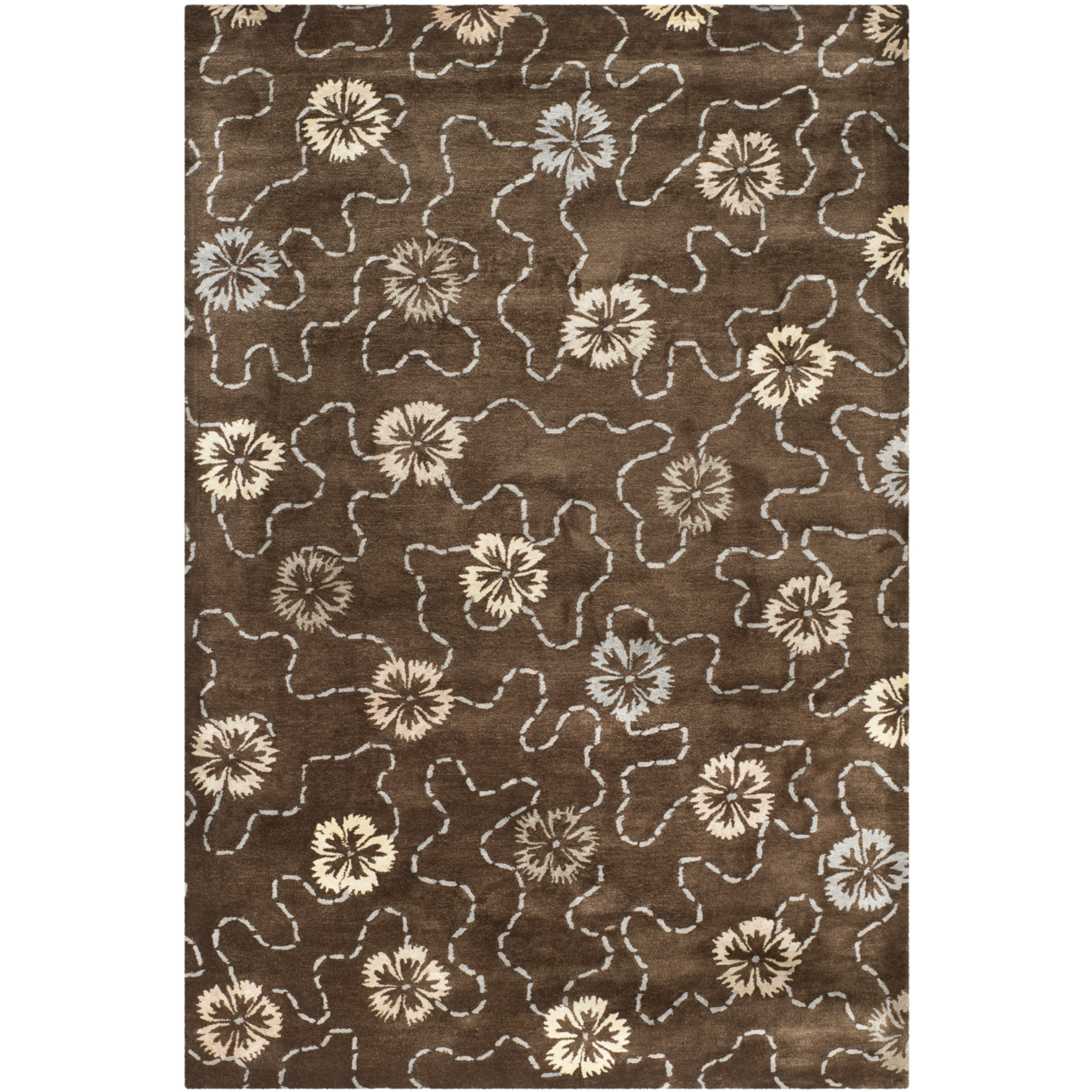 SAFAVIEH Martha Stewart Garland Blush Floral Area Rug, Mocha, 7'9" x 9'9"